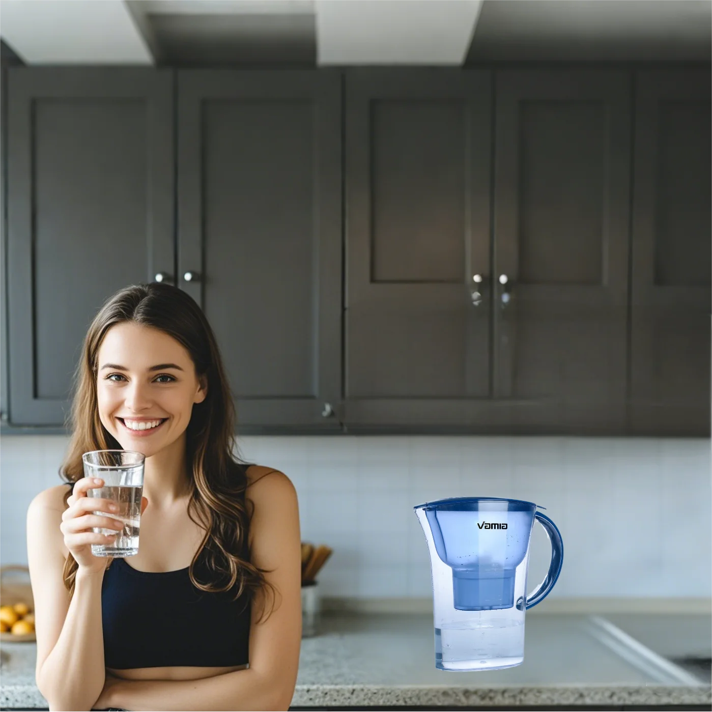 Vamia Portable Home Use Water Filter Kettle Pitcher Compact Mini Design No Electronic Outdoor Ready 1.3L Capacity