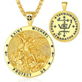 Christian Religious Lucky Amulet Jewelry Archangel St Michael 925 Sterling Silver Pendant Gold Plated Necklace for Men or Women