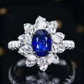 SGARIT Gemstone Jewelry 18K Solid Gold 2.24CT Diamond Blue Sapphire Ring AIGS Certificate Sapphire Wedding Ring for Women