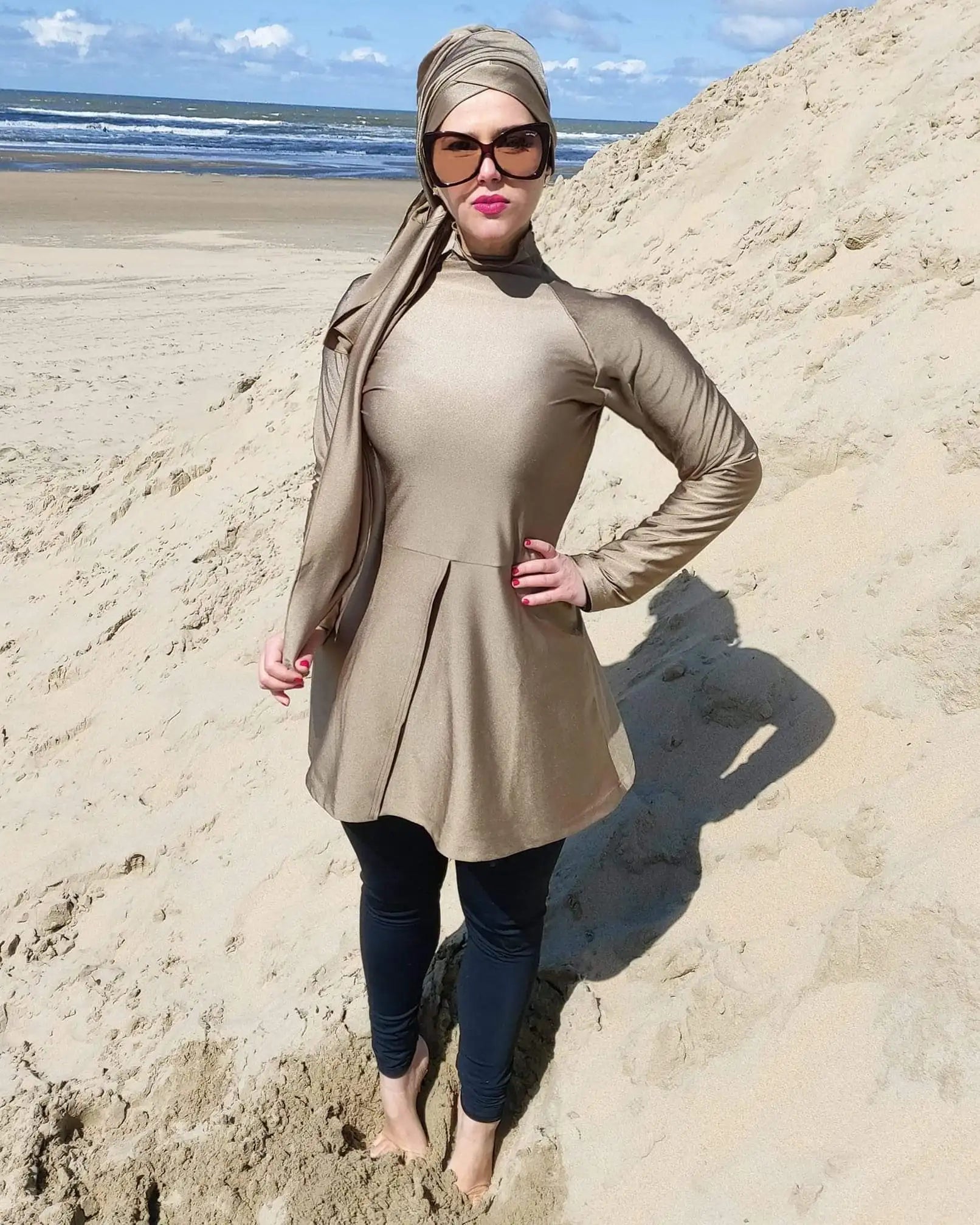 New Arrival Muslim 4 Piece Burkini Quick Dry UPF 50+ Modest Swimwear Long Sleeve Plain Color Muslim Swimwear Burkinis