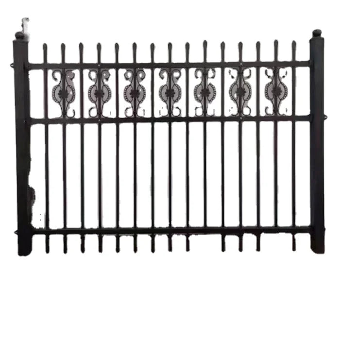 HUAWO Wrought Iron Fence Design Modern Eco-Friendly Waterproof Rodent Proof Powder Coated 5mm Thick 10ft Length Fence Gate
