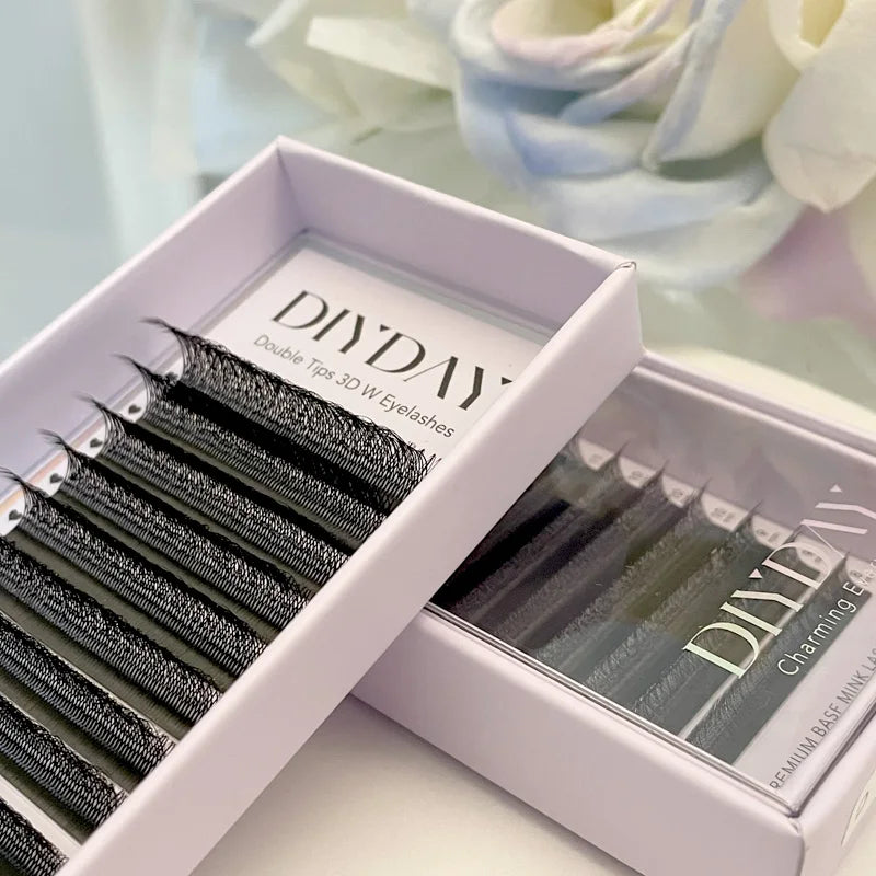 DIYDAY 0.07 Thickness Mink Natural 3D Clover W Shape Eyelashes Bulk Cluster Lashes Wholesale