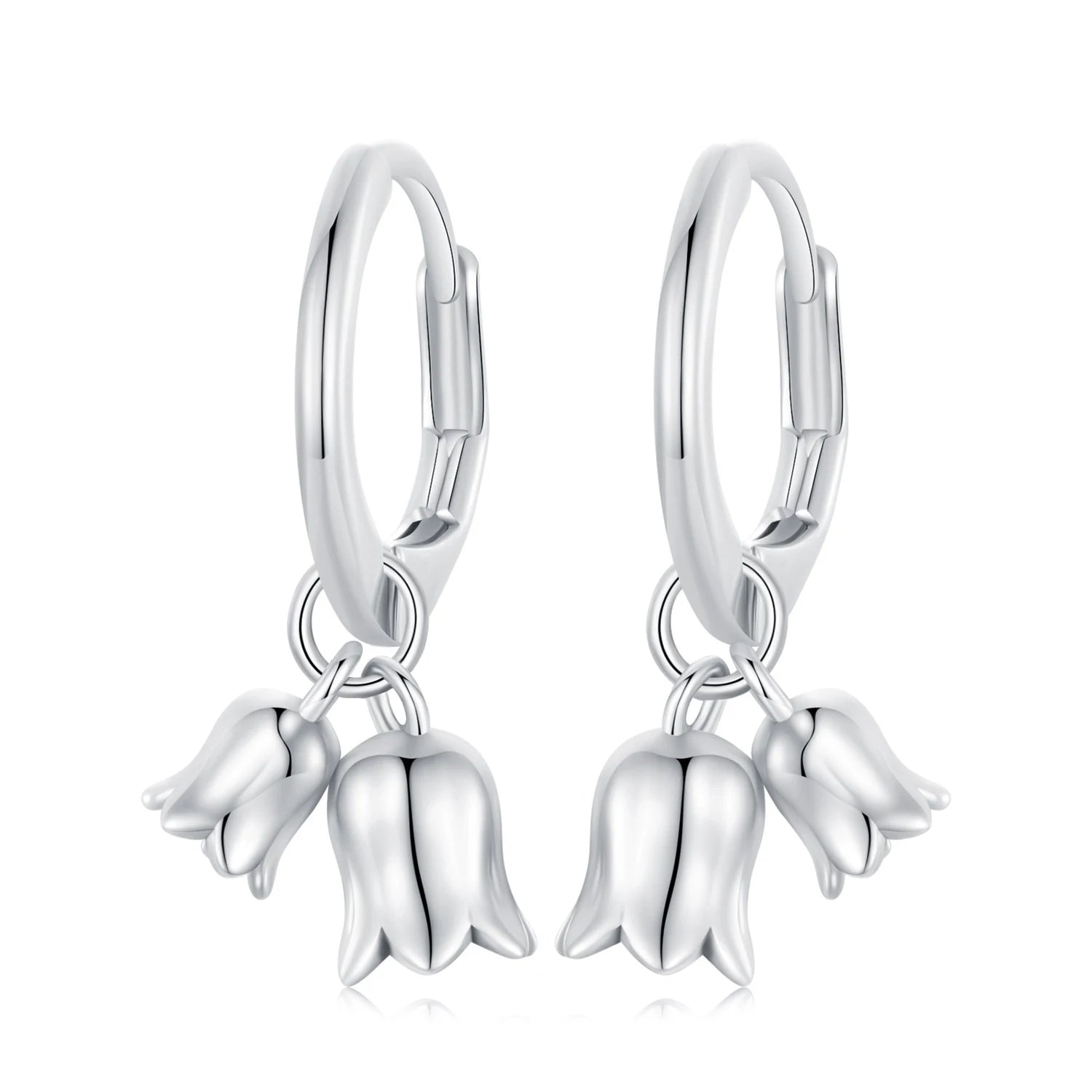 925 Sterling Silver Lily of the Valley Hoop Earrings Flower Ear Buckles for Women Party Elegent Fine Jewelry BSE909
