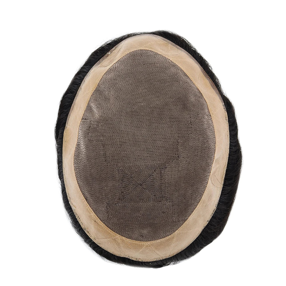DU MONO   DURO MONO UA Durable  Fine Mono Male Hair Prosthesis 6" Indian Human Hair Toupee 130% Hair Density Natural Wig for Men