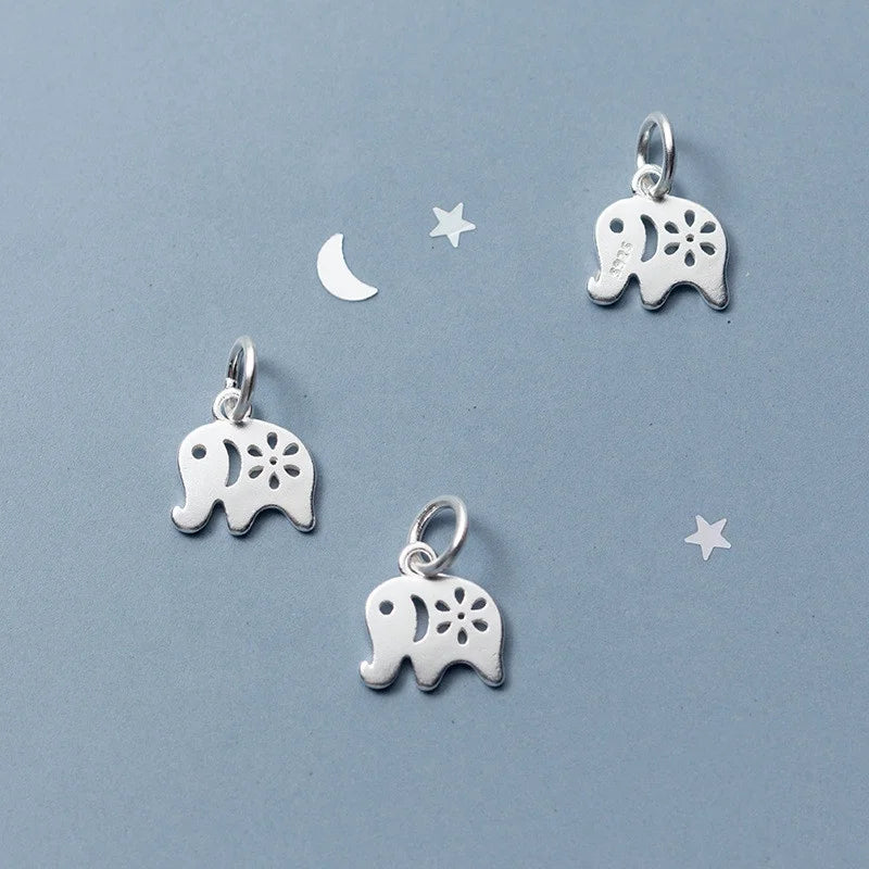 Hot Sales 925 Sterling Silver Elephant Good Luck Animal Charm for Jewelry Making Cross Pendant