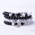 Tibetan Buddhist White Howlite Black Onyx Stone Beads With Yinyang Charm 108 Mala for Man and Woman Necklace Jewellery