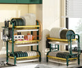 2/3-Tier Metal and Steel Dish Rack with Tray Utensil Drain Cutting Board Holder for Kitchen Counter Organizer Storage