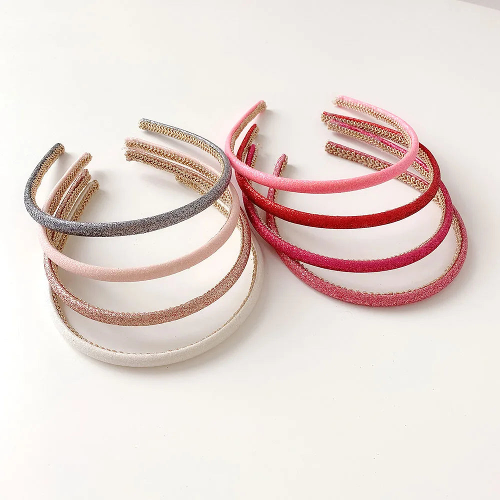 Wholesale 8 Colors pink Red Women Kids Plastic Elastic Hairbands Hair Band Accessories Bling Glitter Headbands for Girls