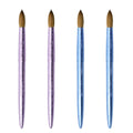 Round Crimped Head Custom Logo 100% Kolinsky Hair Luxury Blue/Pink Metal Handle Nail Extension Professional Manicure Tool