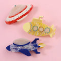 Midairy Multicolor Splicing Cartoon Spaceship with Rhinestones Hair Claw Clip for Girls Ladies Hair Accessories 98x40mm 4183