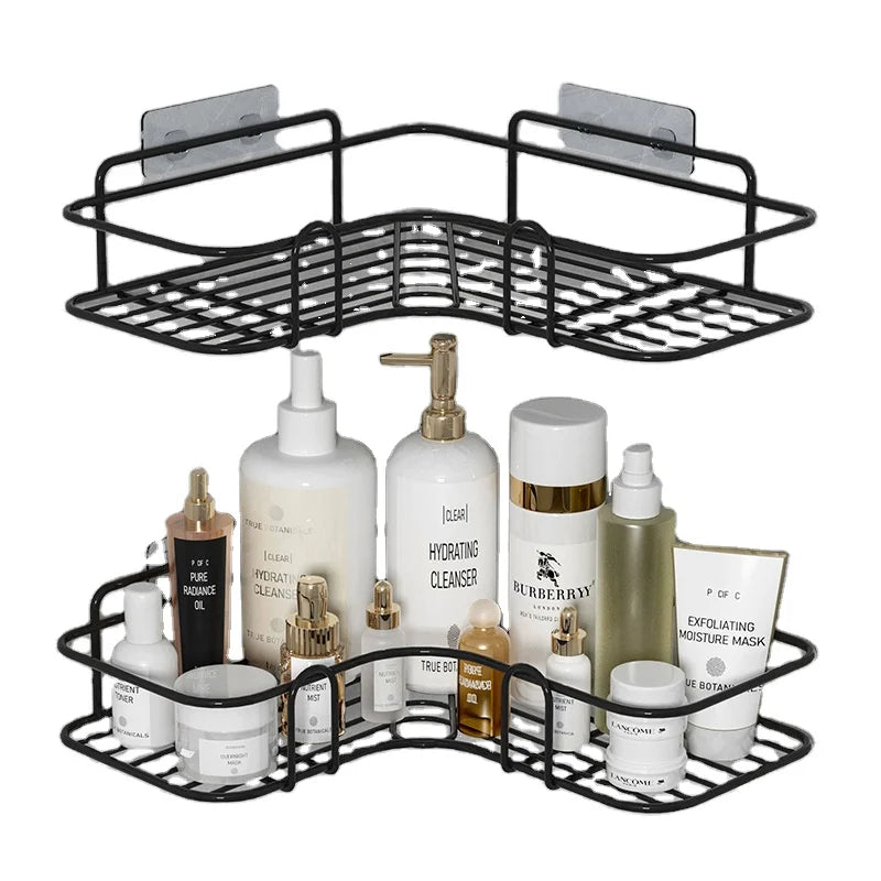 Modern Style Stainless Steel Toilet Triangle Rack Corner Mounted Holder with No Punching Design