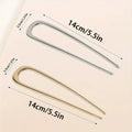 Metal Updo Silver Gold Plated 2 Prong Hair Clip Large Branch Asian Sticks Black Forks Shiny Hairpins U Shape Hair Pin for Women