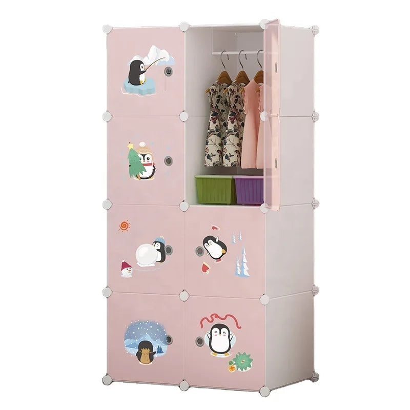 Portable Modern Foldable Kid Wardrobe Plastic Organizer Cube Closet for Clothes