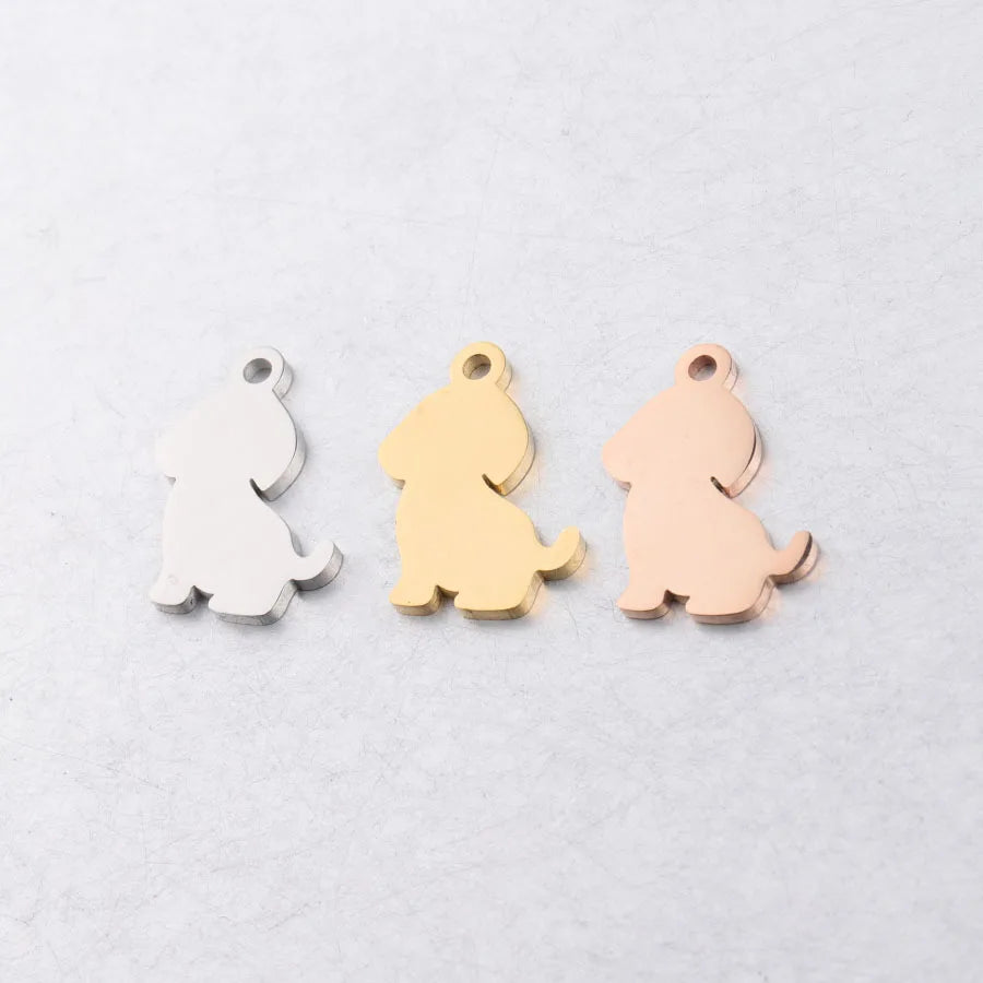 Sland Custom 18K Gold Plated Stainless Steel Dog & Puppy Charms Trendy Children's Jewelry Accessories for Engraving
