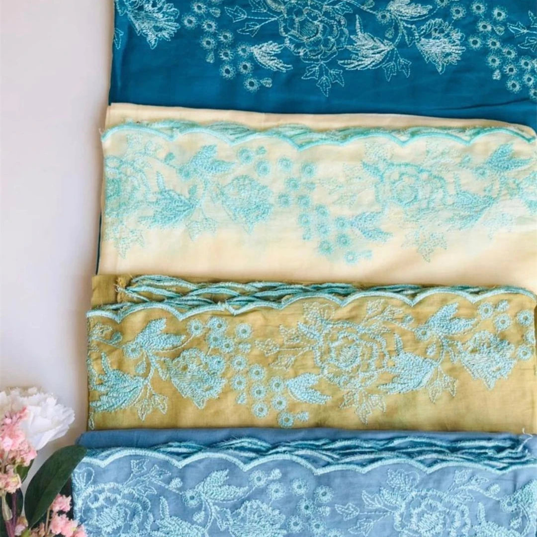 Embroidery Flower Pattern Cotton Voile Japanese Voile Customized Premium Voile Chiffon  Viscose