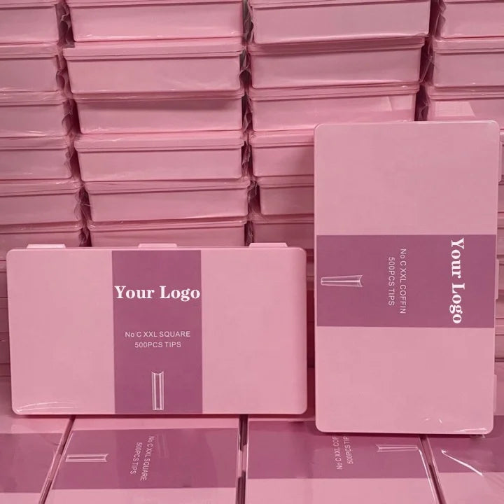 GREENKEM Private Label Empty Nail Art Tips Box 1pc Transparent Box Nail Plate Storage Acrylic Nail Tip Boxes Empty