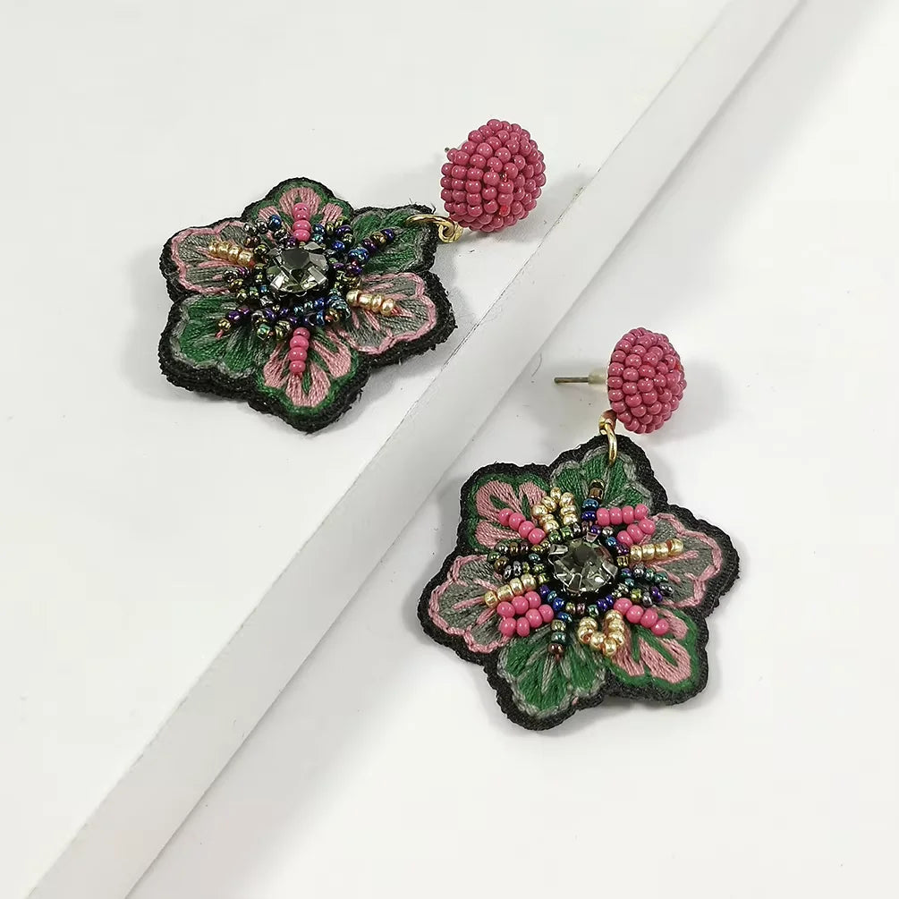 Newest Bohemian Jewelry Handmade Woven Seed Beads Earrings Resin Dangle Drop Earrings Pendant Accessories