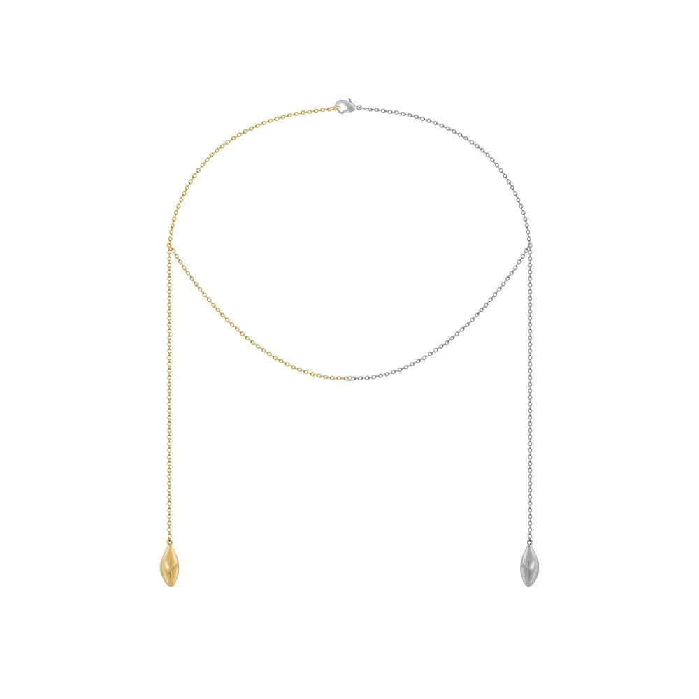 Original Design 18K Gold Plated Brass Jewelry Mixed Two Color Chain Irregular Water Drop Pendant for Woman Necklace P233400