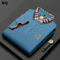 DFJ Men's Short Sleeve for Shirt Polyester/Cotton Knitted Quick Dry Button Front Embroidered Floral Logo Casual Golf Wear 3XL