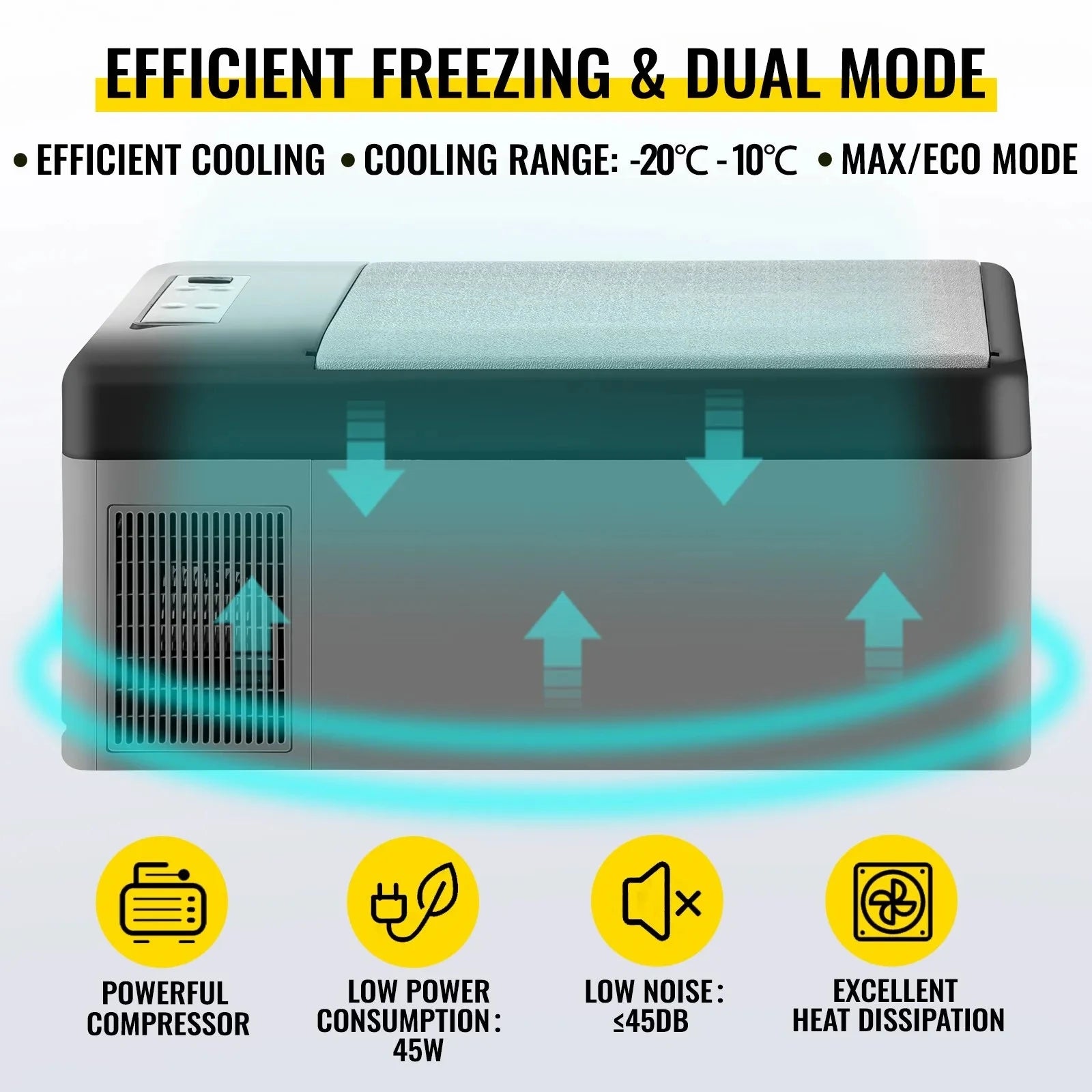 Czech Germany Poland Warehouse VEVOR Portable Car Freezer 15L Portable Refrigerator Freezer Dual Storage Zone Camping Freezer