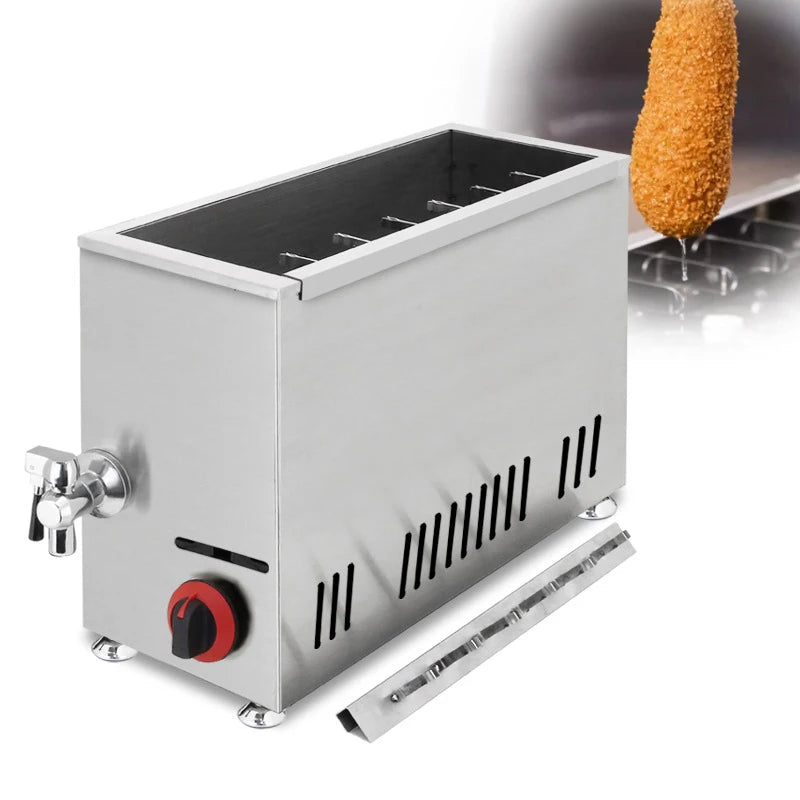 12 Hooks Gas Commercial Cheese Hot Dog Fryer Machine Deep Fryer Korean Cheese Hot Dogs Oil Corn Dog Deep Fryer