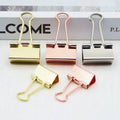 Office Supplies Assorted 19mm 25mm 32mm Eco-Friendly Spring Steel Bag Seal Binder Clips Rose Gold Silver Metal Paper Clips