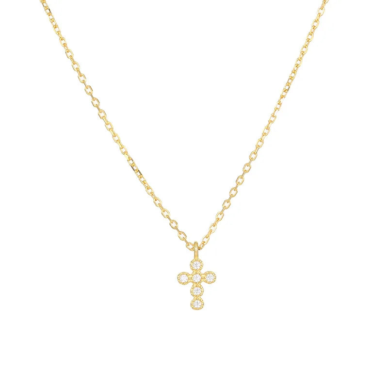 925 Silver Jewelry Wholesale Fashion Jewelry Sterling Silver Necklace Cross Diamond Zircon Pendant Gold Plated Necklaces Women