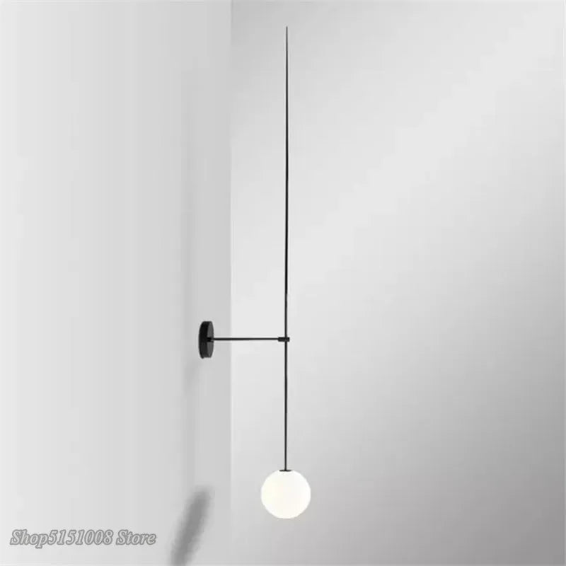 Modern LED Line Wall Lamps Minimalism Glass Ball Wall Lights Living Room Bedroom Bedside Linear Sconce Mirror Lights Loft Decor