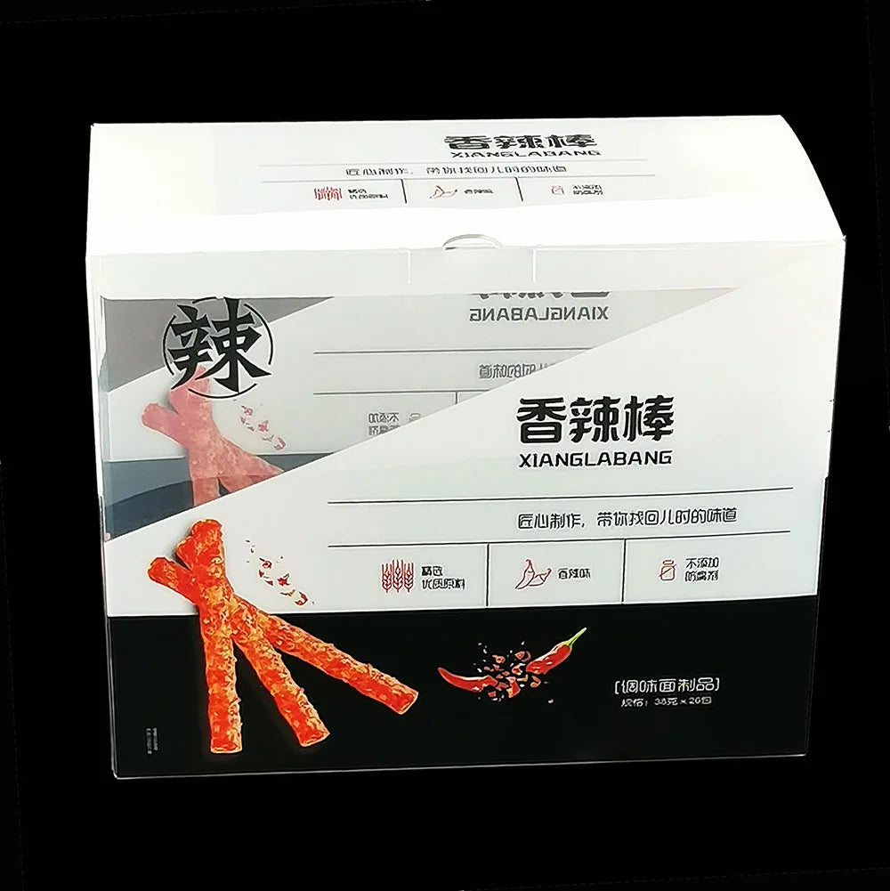 Custom Color Printed Folding PVC PET PP Peanut Spicy Strip Plastic Gift Packaging Box