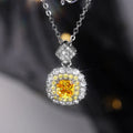 CAOSHI Silver Plated Stainless Steel Chain Necklace Yellow Pink Wedding Bride Square Zircon CZ Pendant Necklaces for Women Girls