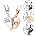 Hollow Puzzle Couple Necklace Stainless Steel Heart Key Charm Pendant Jewelry Necklace