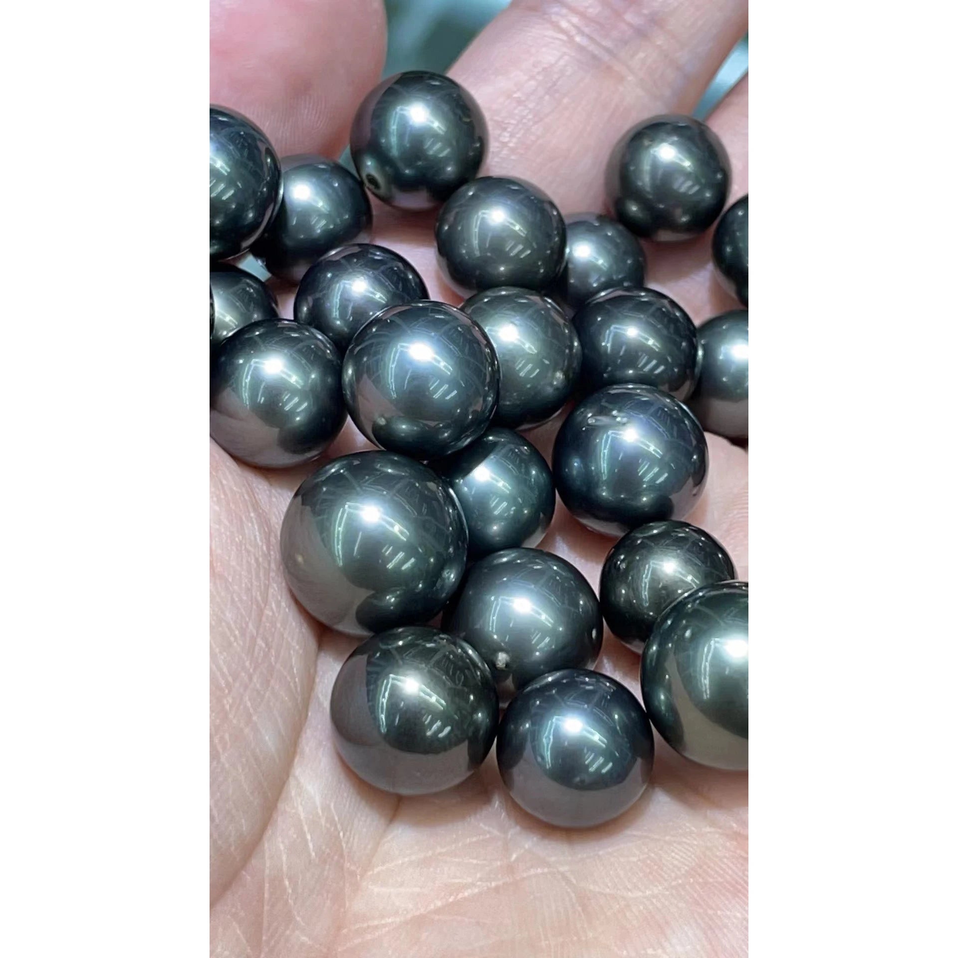 Wholesales DIY BEADS12-13 mm Good Quality AA Perfect Round Nature Loose Tahitian Pearl With HalfOR No Holeblack Color