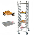 1.0mm Stainless Steel Silver Bakery Cooling Rack Baking Tray Trolley 15pans LFGB Certified 50-80kg Capacity Gastronorm Pan