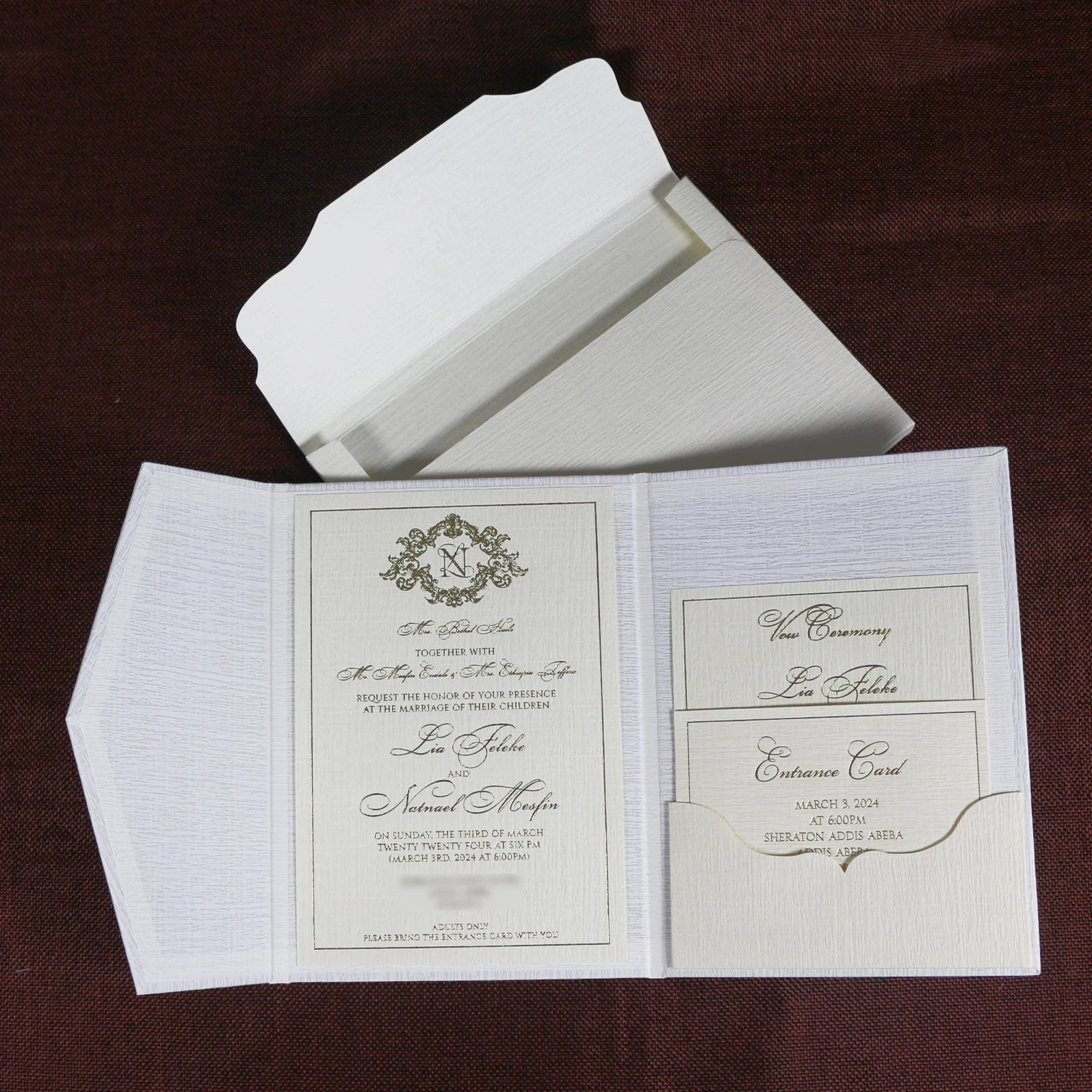 Pocket Wedding Invitation Suite Custimizable Trifold Hardcover Wedding Invitations Set With Envelopes & RSVP