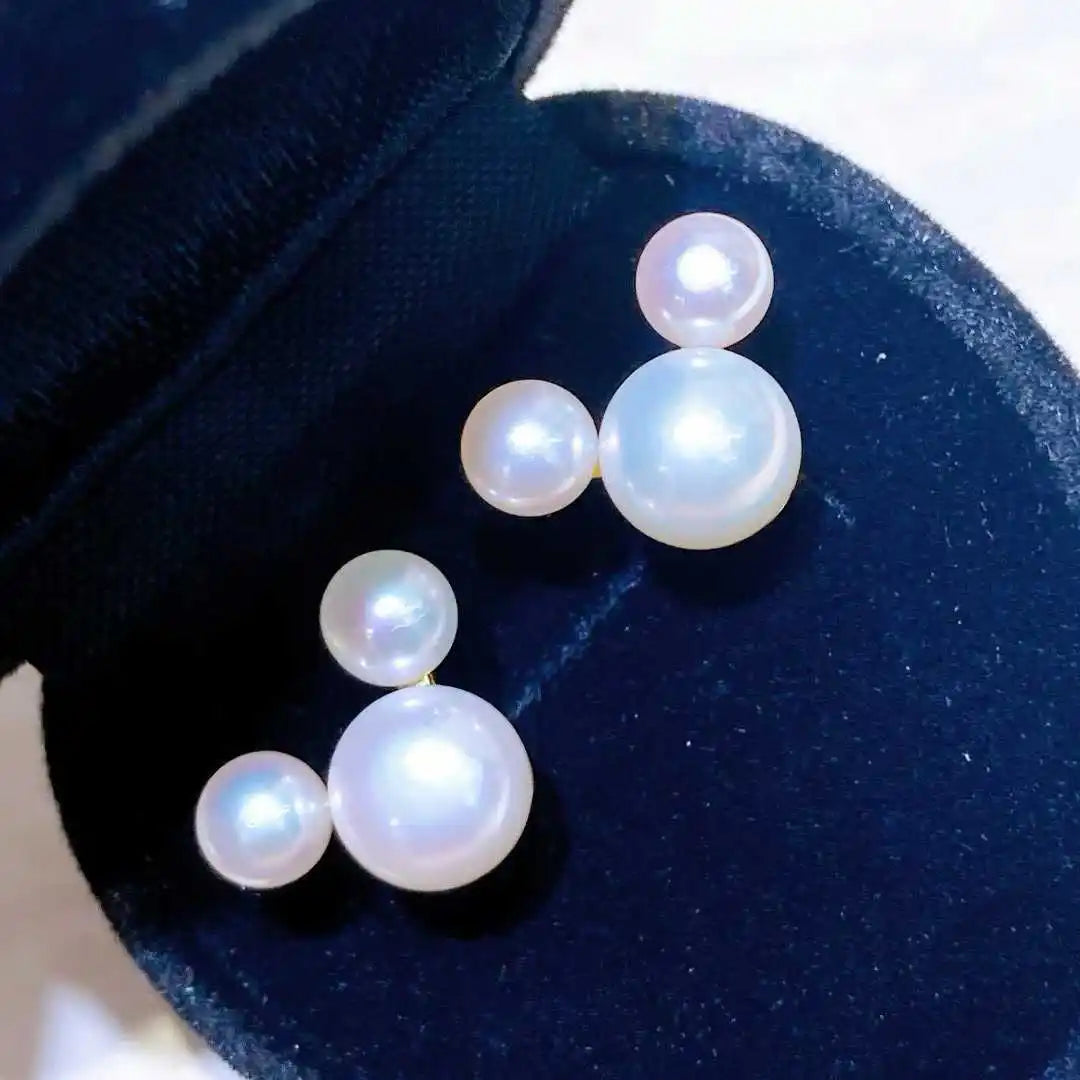 Exquisite Simple and Cute Mickey Pearl Earrings 5-7 mm Natural White Freshwater Bread Pearl Super Q Product Category