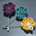 Classic Handmade Mens Suits Polyester Fabric Flower Brooch Lapel Pin for Business MegaBDM