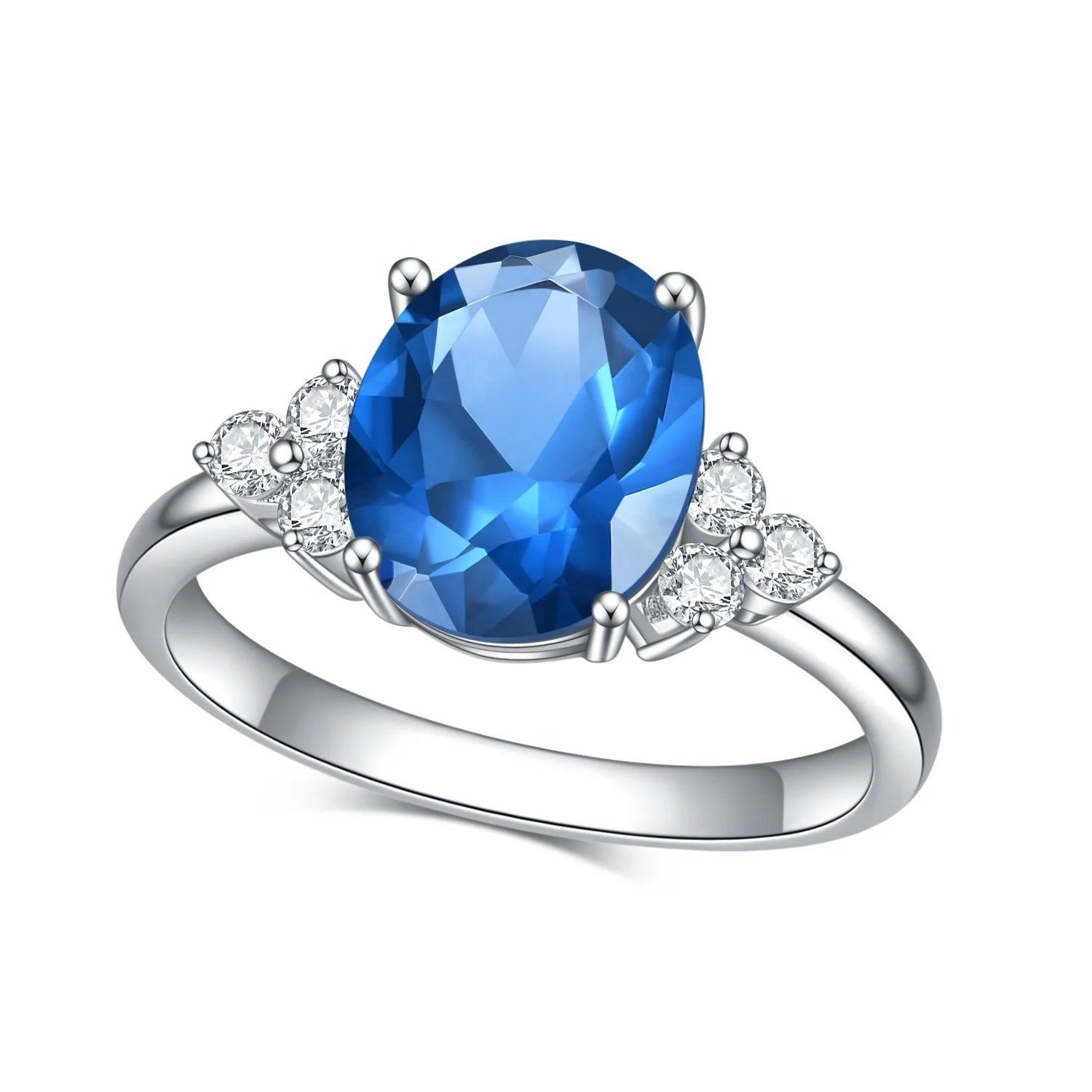 F0066 Abiding Jewelry New Arrival 925 Sterling Silver Blue Spinel Sliver Cubic Zirconia Wedding Big Women Girl Rings