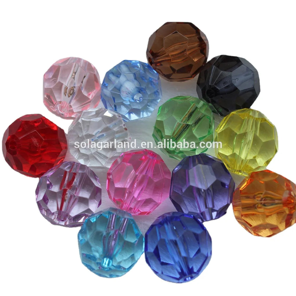 500g Cheap Price Acrylic Crystal Loose Beads Polyhedron Ball Bead for Jewelry Accessory  4mm-20mm