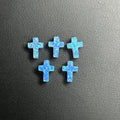 HQ GEMS Synthetic OP06 Light Blue Fire Opal Flat Cross Beads Pendant Gemstone for Jewelry