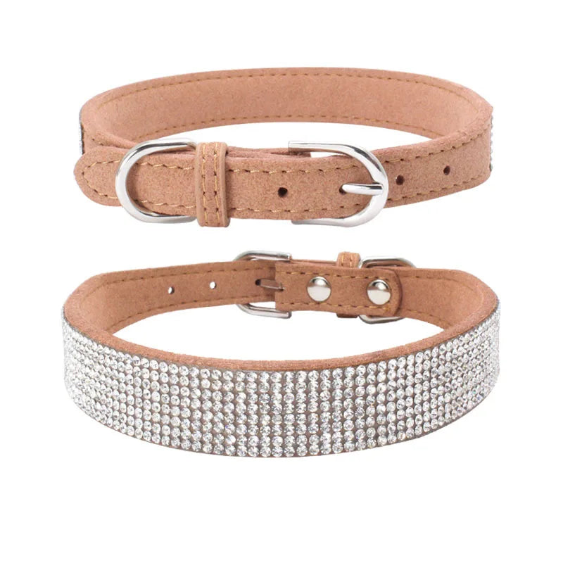 Wholesale New Rhinestone Hot Drill Pet Collar Velvet Durable Dog Collar Simple Soft