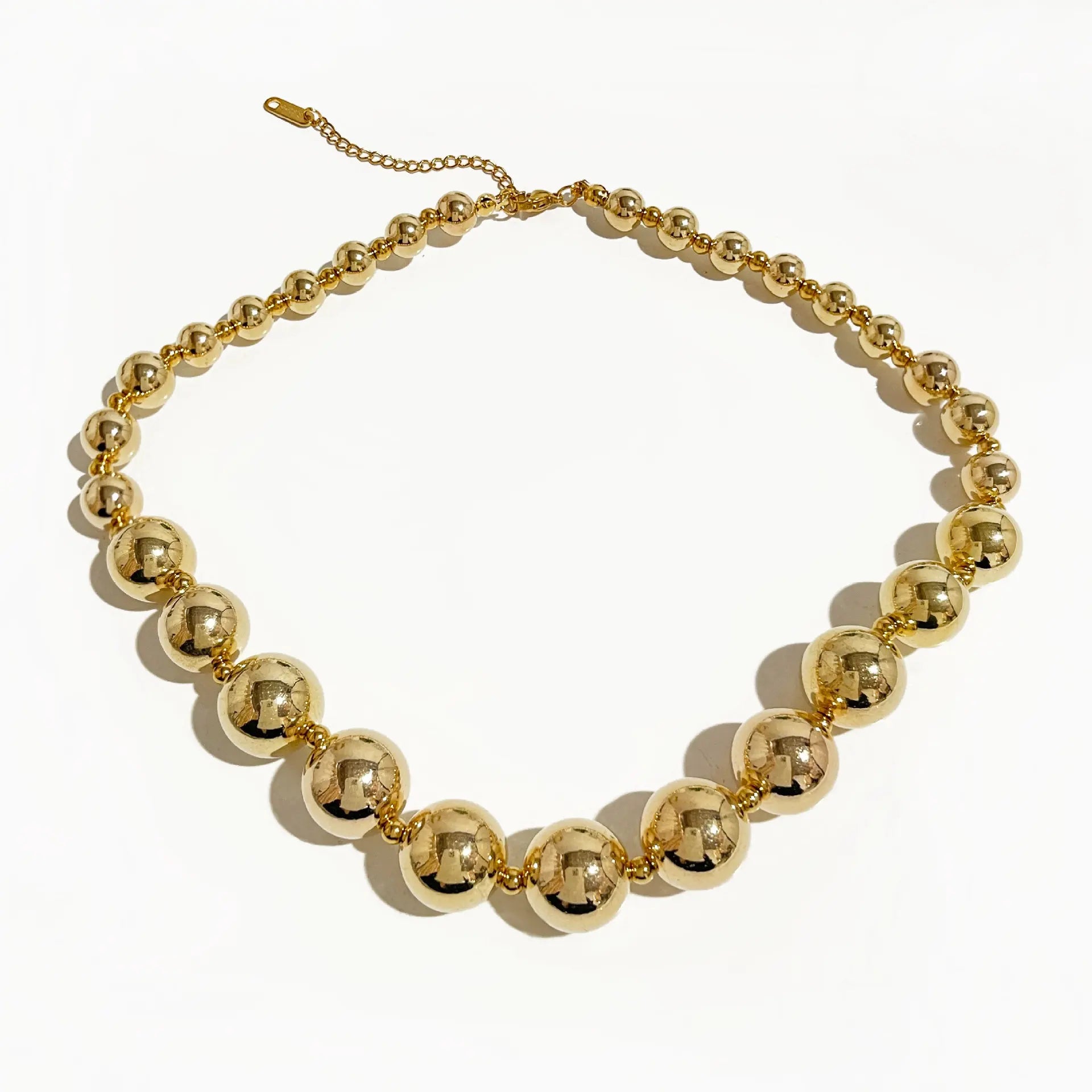 Exaggerated Style Transfer Bead Personality Necklace 18K Gold Stainless Steel Geometric Round Ball Beaded Necklace