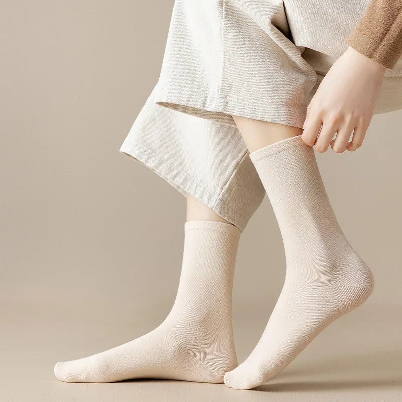 Unisex Pure Coffee Fashion Color Socks Soft Cotton Casual Style for Easy-Matching in Spring Summer Pile up for Women and Men
