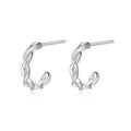 Simple Fashion Jewelry 925 Sterling Silver Rope Chain Twist Shape Stud Earrings for Women