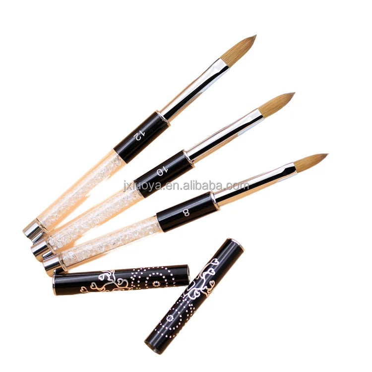 Luxury 3D Acrylic Nail Brush with Metal Handle Kolinsky Crimped Oval Brush Good Quality Luxury Nail Brushes