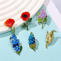 Fashion Enamel Metal Rose Lilac Flower Badge Brooch Pins Jewelry for Women
