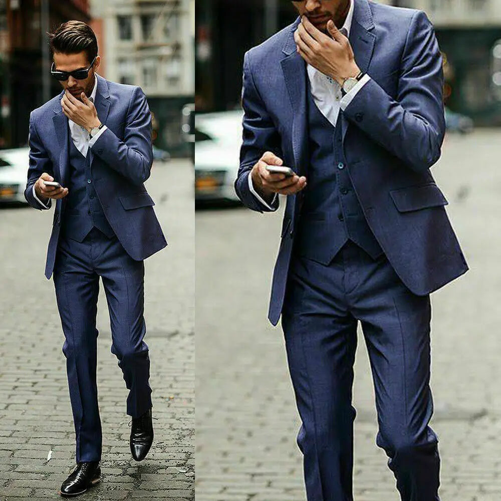 New Navy Blue Classic Men Suits Business Party Formal Blazer Groom Custom 3 Pieces Suits for Men 2025 Wedding Dinner Tuxedos