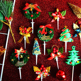 Mini Garland Gingerbread House Christmas Cake Decoration Insert Card Ornaments Baking Dressing Supplies for Cake Topper