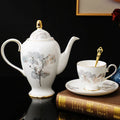 Western Living Room Luxury High-quality White Bone China Coffee Cup Saucer Set Floral Design Perfect Hand Drip Coffee Tea Set