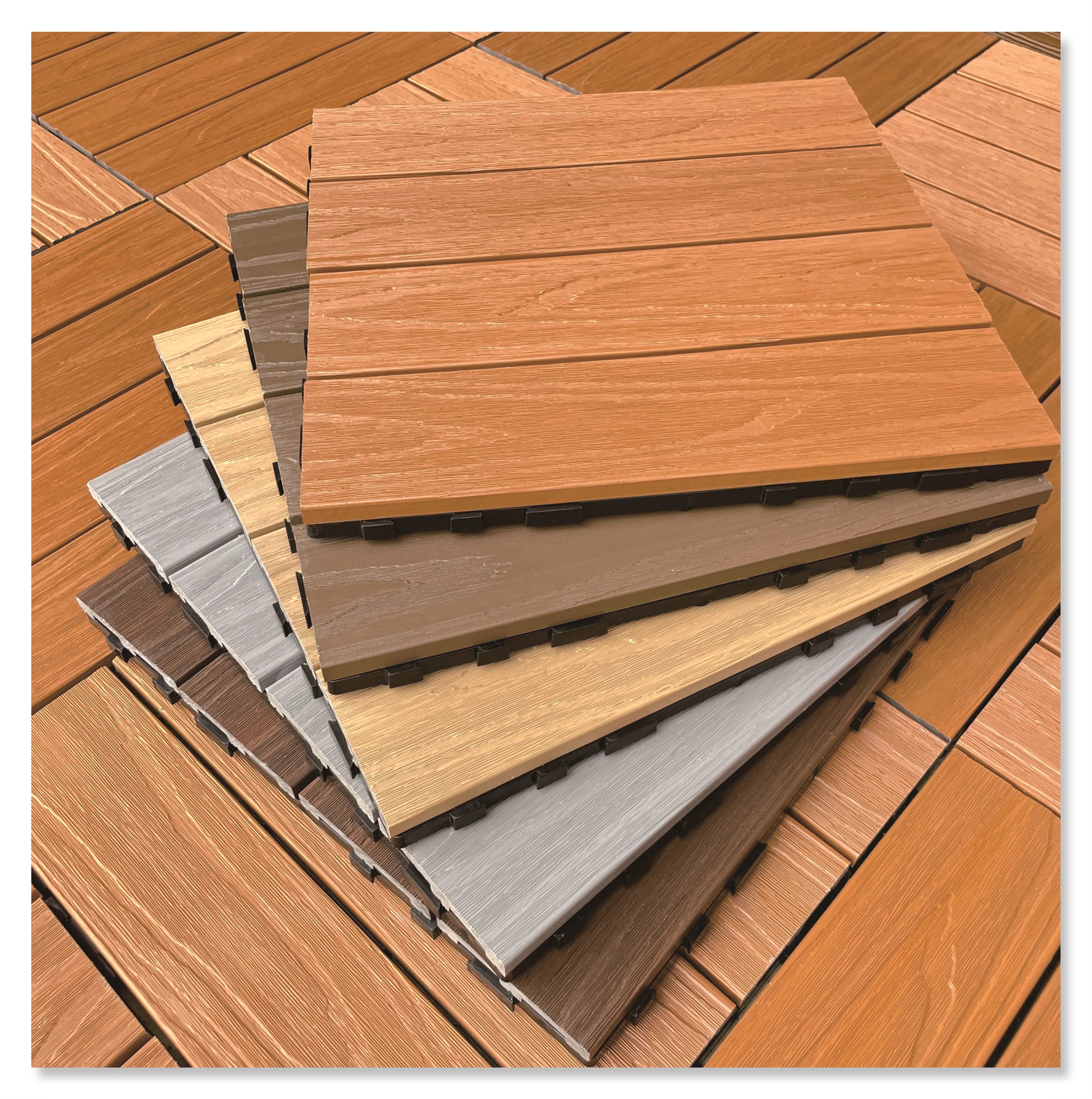 Antiseptic Wood Plastic Composite Outdoor Wpc Modern Engineered Wood Decking Floors 3D Interlock DIY Deck Flooring Tiles