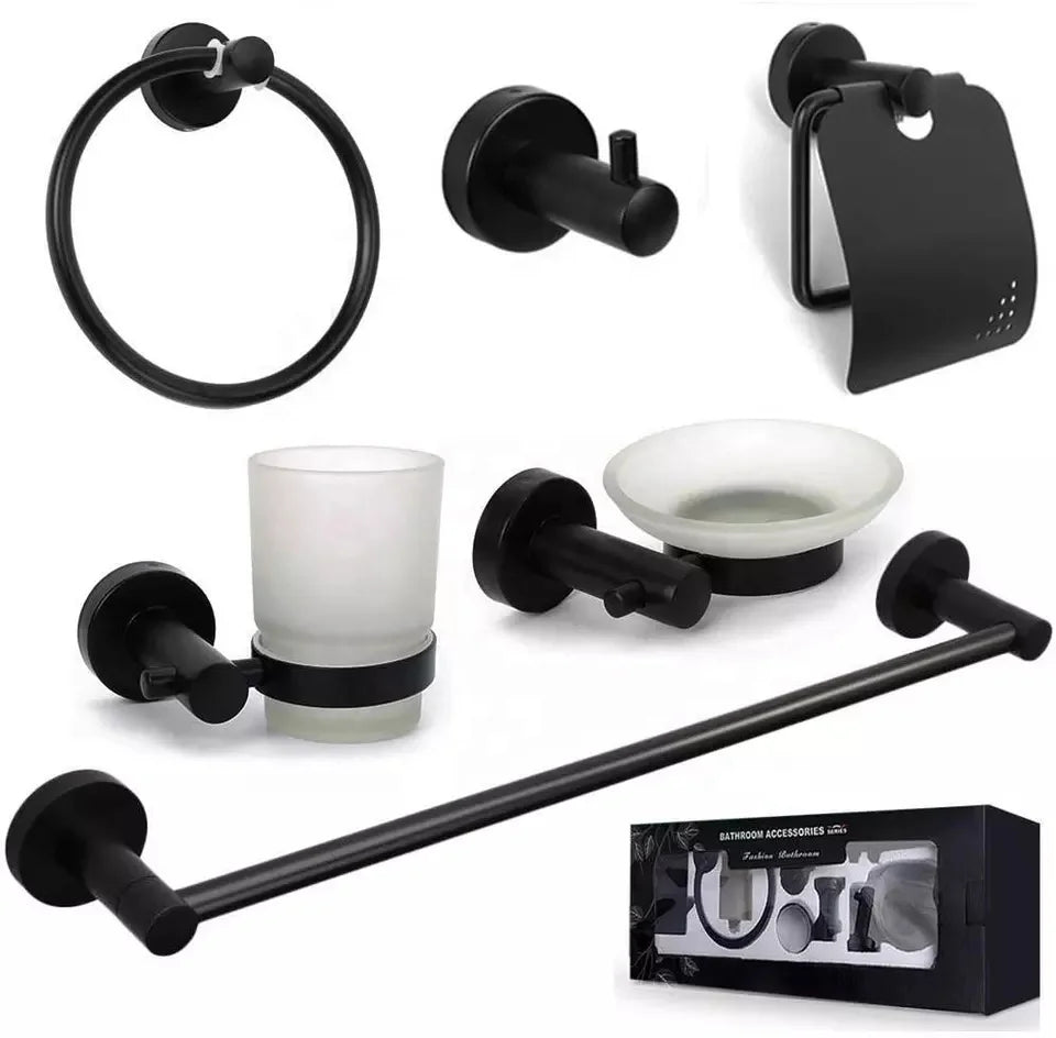 Wall Mounted 304 Stainless Steel Bathroom Accessories Set Heater Including Washroom Towel Ring Toilet Paper Holder Soap Holder